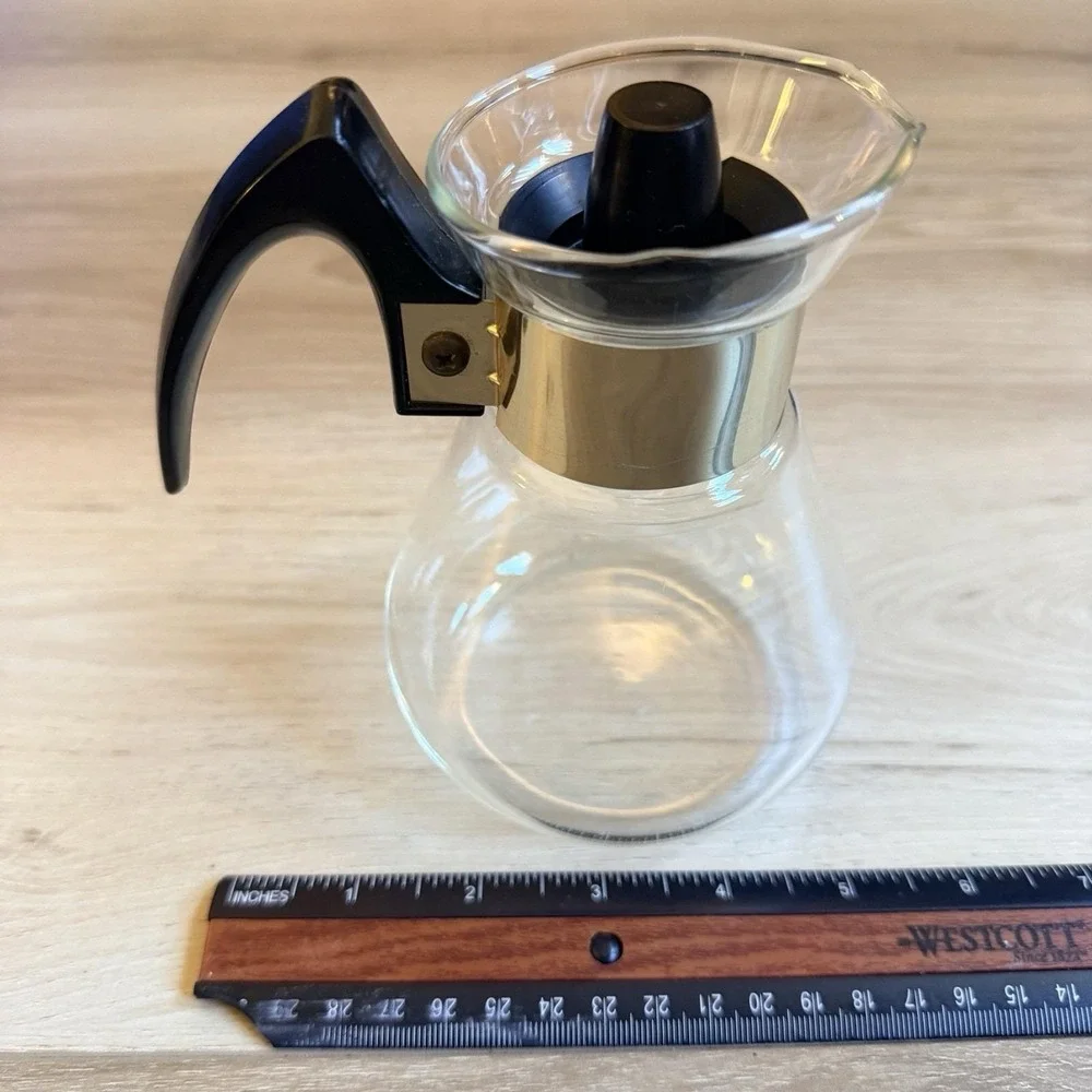 Vtg MCM Corning Ware Small Heat Proof Glass Coffee Carafe Tea Pot 2 Cups Clear